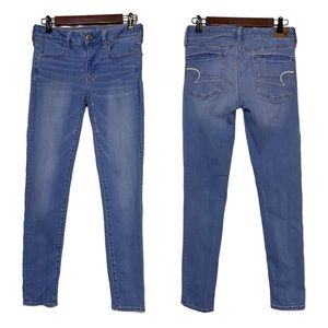 American Eagle Super Super Stretch Jegging AEO Denim Cafe Womens Sz 8 Jeans Blue